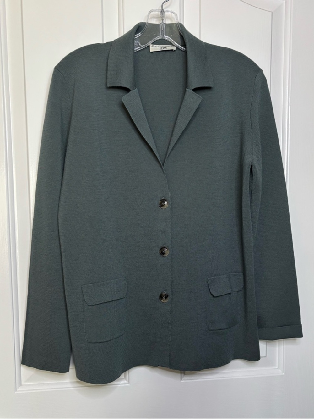 NWT AMINA RUBINACCI Seafoam Green Notch-Collar Knit Wool Blazer Size 10